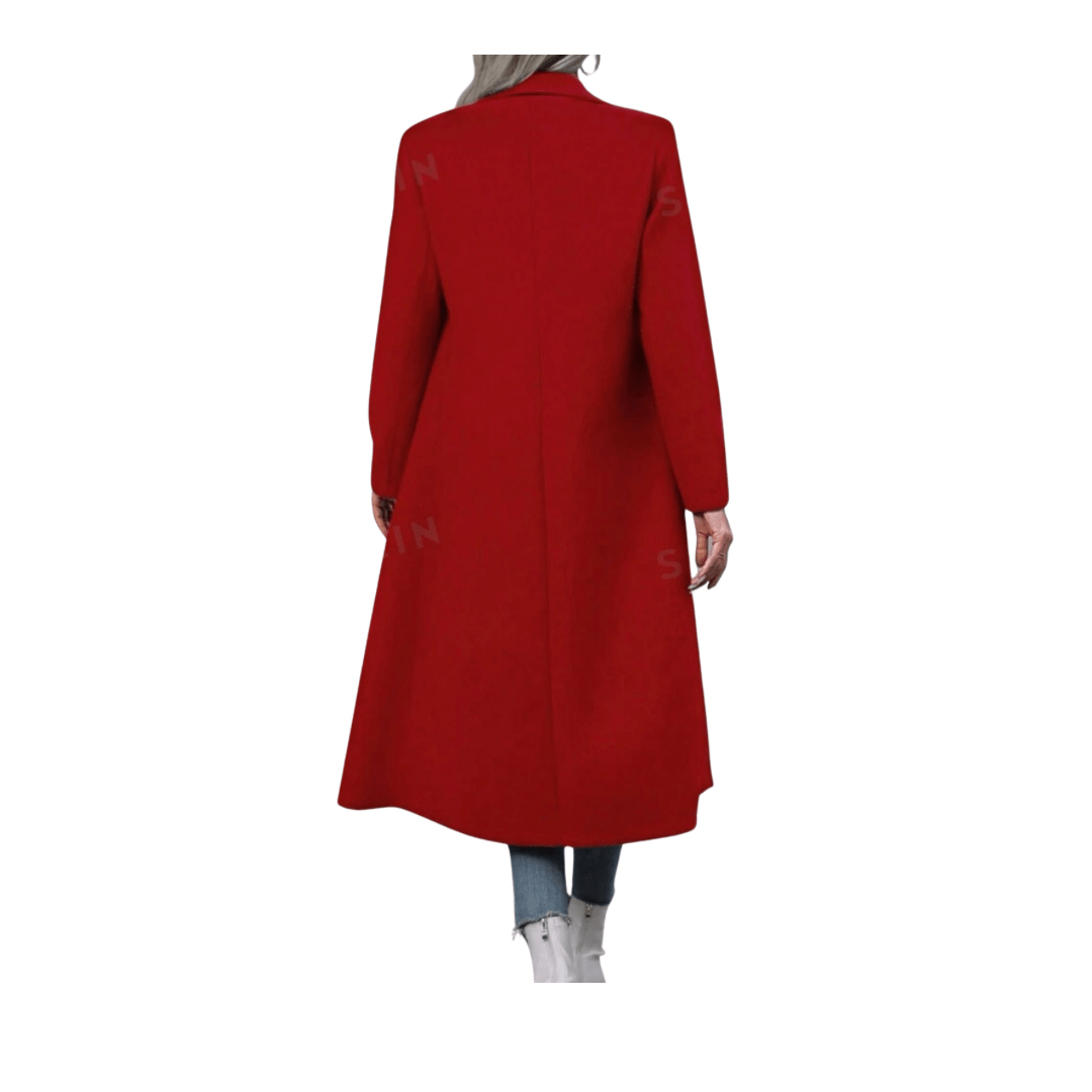 Solid Red Trench Coat - Image 2
