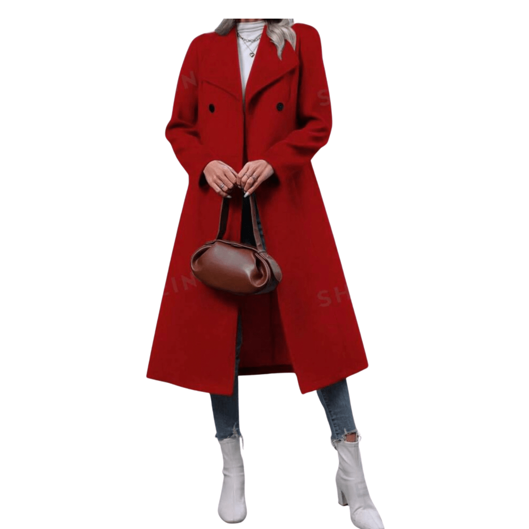 Solid Red Trench Coat